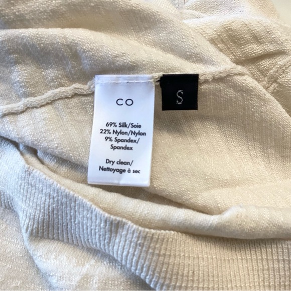 CO Essentials Long Sleeve Silk Blend Knit Top - Ivory - S - Picture 6 of 7
